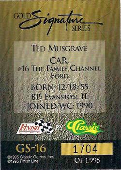 1995 Finish Line - Gold Signature #GS-16 Ted Musgrave Back