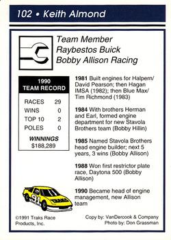 1991 Traks - Glossy #102 Keith Almond Back