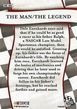 2002 Press Pass VIP - Dale Earnhardt The Man/The Legend #DE 65 Dale Earnhardt Back
