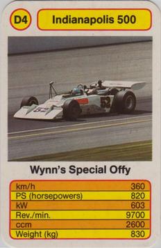 1987 Ace Trump Game Indianapolis 500 #D4 Wynn's Special Offy Front