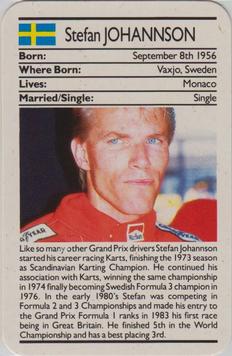 1987 Ace Fact Pack Sporting Greats Motor Racing #NNO Stefan Johannson Front