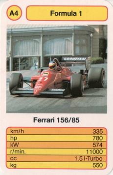 1986 Ace Trump Game Formula 1 #A4 Ferrari 156/85 Front