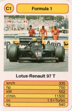 1986 Ace Trump Game Formula 1 #C1 Lotus-Renault 97T Front