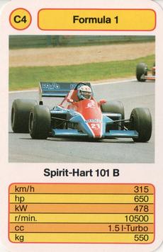 1986 Ace Trump Game Formula 1 #C4 Spirit-Hart 101B Front