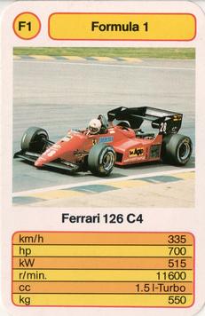 1986 Ace Trump Game Formula 1 #F1 Ferrari 126 C4 Front