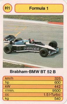 1986 Ace Trump Game Formula 1 #H1 Brabham-BMW BT52B Front
