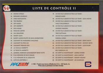1992 All World Indy - (French) #54 Liste de Controle II Back