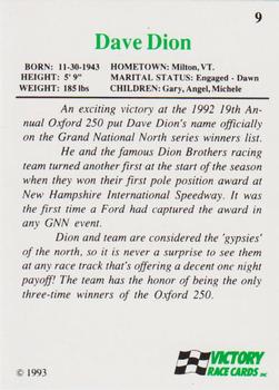 1993 Victory #9 Dave Dion Back