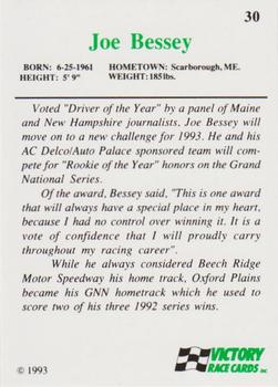 1993 Victory #30 Joe Bessey Back