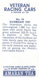 1966 Amaran Tea Veteran Racing Cars #10 Sunbeam 1927 Back