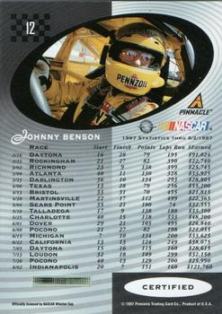 1997 Pinnacle Certified - Red #12 Johnny Benson Back