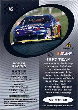 1997 Pinnacle Certified - Red #43 #16 Roush Racing Back