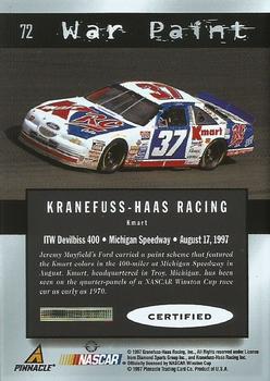 1997 Pinnacle Certified - Red #72 Jeremy Mayfield's Car Back