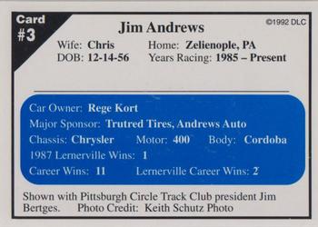 1992 Donny's Lernerville Speedway Part 1 - Silver Edition #3 Jim Andrews Back