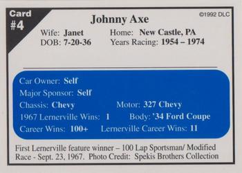 1992 Donny's Lernerville Speedway Part 1 - Silver Edition #4 Johnny Axe Back