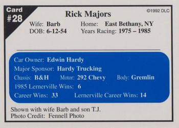 1992 Donny's Lernerville Speedway Part 1 - Silver Edition #28 Rick Majors Back