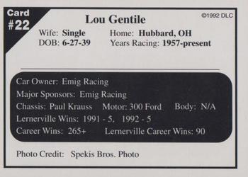 1992 Donny's Lernerville Speedway Part 2 - Silver Edition #22 Lou Gentile Back