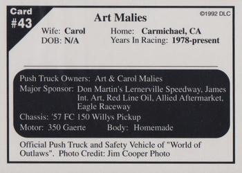 1992 Donny's Lernerville Speedway Part 2 - Silver Edition #43 Art Malies Back
