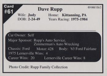 1992 Donny's Lernerville Speedway Part 2 - Silver Edition #61 Dave Rupp Back