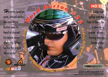 1997 Pinnacle Racer's Choice - High Octane Glow in the Dark: NAPA #HO 13 Ward Burton Back