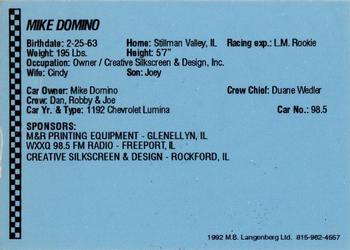1992 Langenberg Flash Rockford Speedway - Bonus #NNO Mike Domino Back