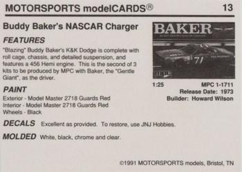 1991 Motorsports Modelcards #13 Buddy Baker Back