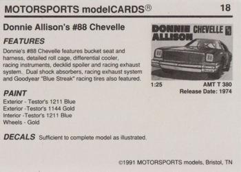 1991 Motorsports Modelcards #18 Donnie Allison Back