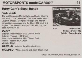 1991 Motorsports Modelcards #41 Harry Gant Back