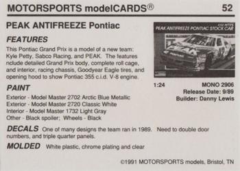 1991 Motorsports Modelcards #52 Kyle Petty Back