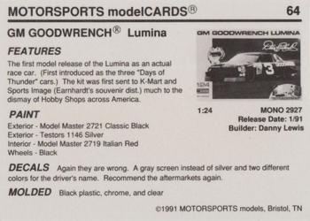 1991 Motorsports Modelcards #64 Dale Earnhardt Back
