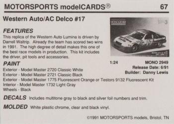 1991 Motorsports Modelcards #67 Darrell Waltrip Back