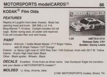 1991 Motorsports Modelcards #86 Ernie Irvan Back
