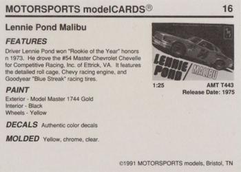 1991 Motorsports Modelcards - Premiere #16 Lennie Pond Back
