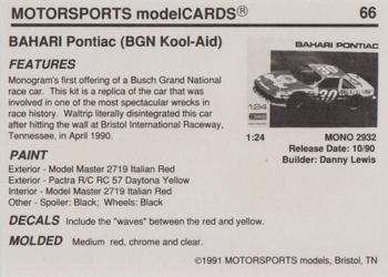 1991 Motorsports Modelcards - Premiere #66 Michael Waltrip Back