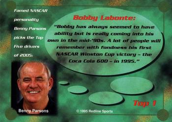 1995 Maxx - Top 5 of 2005 Retail #TOP1 Bobby Labonte Back
