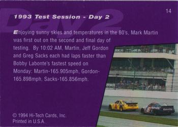 1995 Hi-Tech 1994 Brickyard 400 - Preview Proof #14 Test Session Day 2 Back