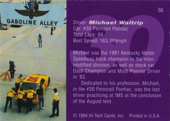 1995 Hi-Tech 1994 Brickyard 400 - Preview Proof #56 Michael Waltrip Back