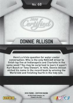 2016 Panini Certified #68 Donnie Allison Back