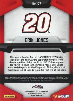 2016 Panini Certified #97 Erik Jones Back