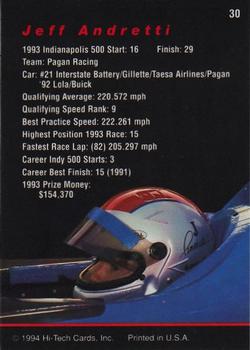 1994 Hi-Tech Indianapolis 500 #30 Jeff Andretti Back
