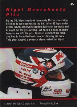 1994 Hi-Tech Indianapolis 500 #45 Nigel Overshoots Pits Back