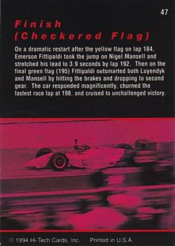 1994 Hi-Tech Indianapolis 500 #47 Checkered Flag Back
