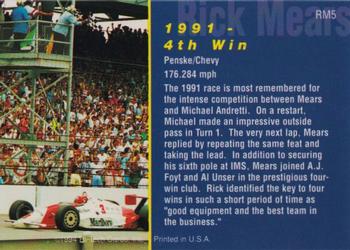 1994 Hi-Tech Indianapolis 500 - Rick Mears #RM5 1991 - His Fourth Win Back