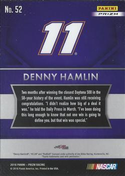 2016 Panini Prizm - Prizm #52 Denny Hamlin's Car Back
