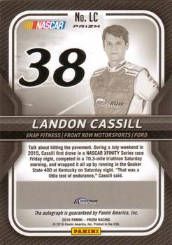 2016 Panini Prizm - Driver Signatures Prizm #LC Landon Cassill Back