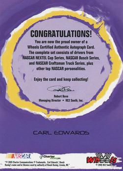2006 Wheels High Gear - Wheels Autographs #NNO Carl Edwards Back