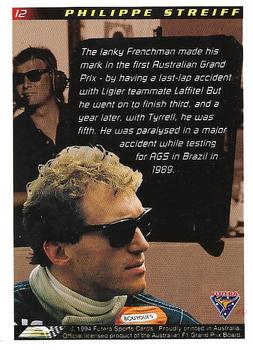 1994 Futera Adelaide F1 Grand Prix #12 Philippe Streiff Back