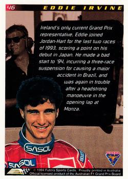 1994 Futera Adelaide F1 Grand Prix #46 Eddie Irvine Back