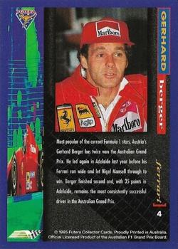 1995 Futera Australian Formula One Grand Prix #4 Gerhard Berger Back