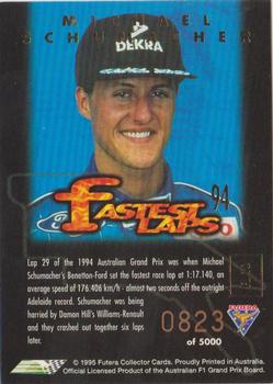 1995 Futera Australian Formula One Grand Prix - Fastest Laps #FL 10 Michael Schumacher Back